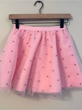 Janie and Jack Girl’s Glitter Heart Tulle Skirt Size 7 Pony Pink